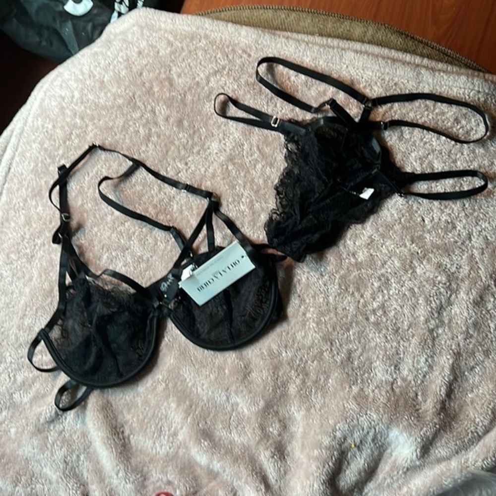 Oh la la Cheri lingerie bra & panties black‎ XL size B cup